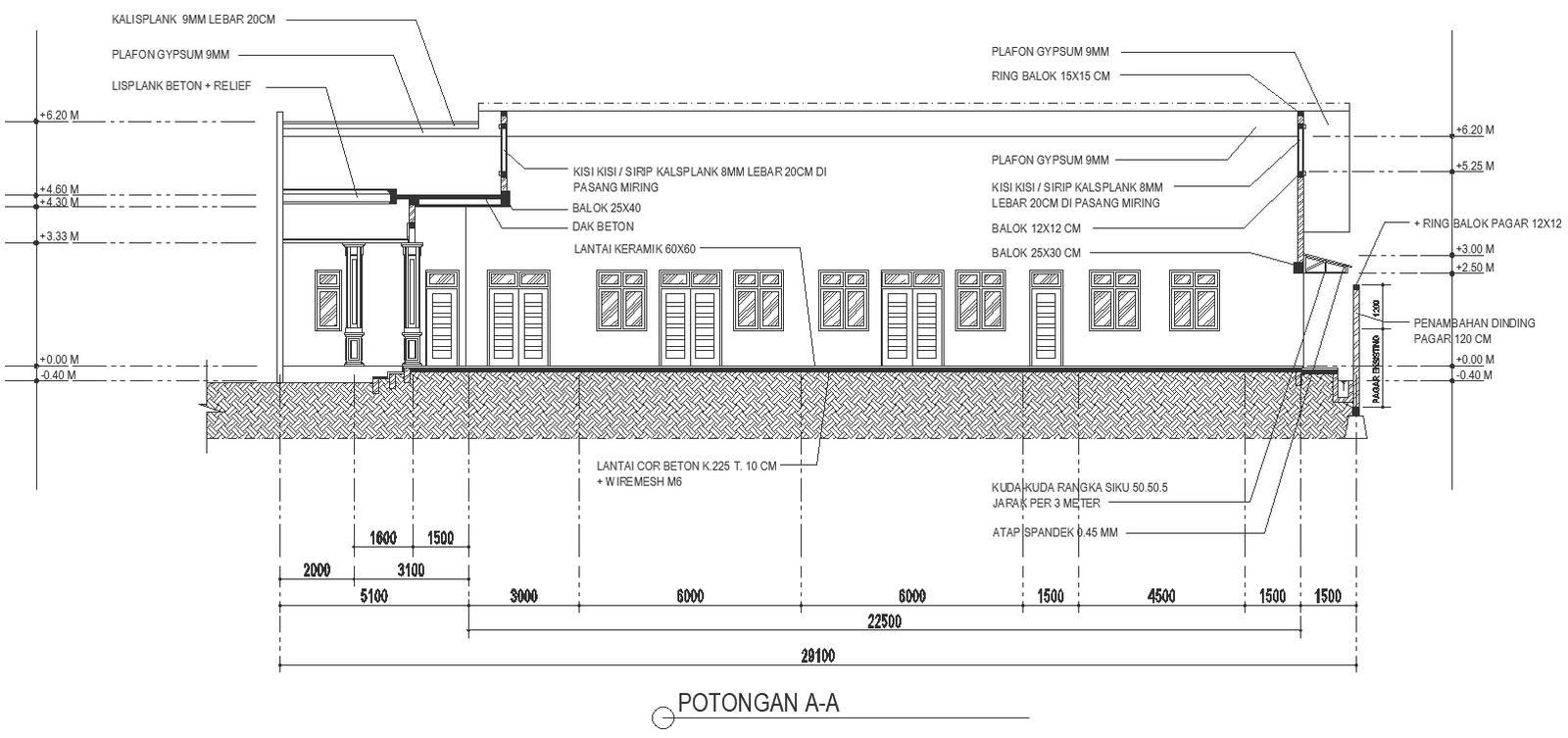 Section of the church with all level detail DWG AutoCAD drawing