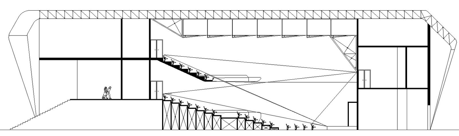 Section of university auditorium details in AutoCAD, dwg file.