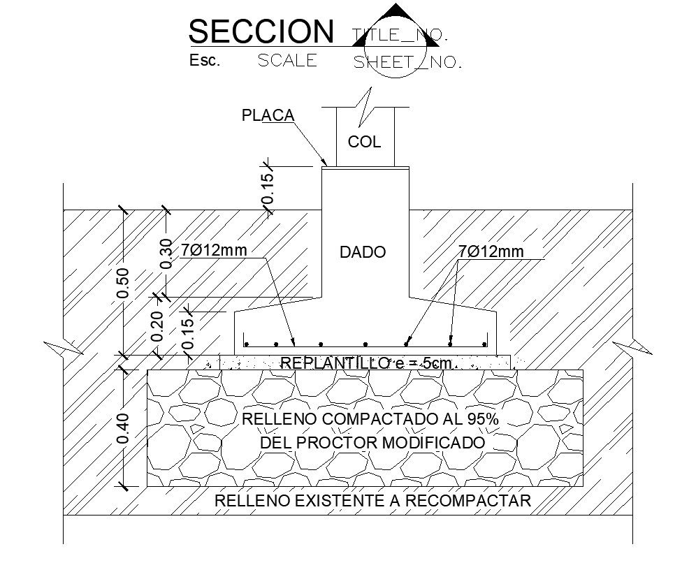 Section plan of foundation in detail AutoCAD 2D drawing, CAD file, dwg file