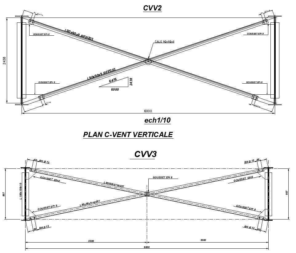 Section plan of vent pipe in detail AutoCAD 2D drawing, CAD file, dwg file