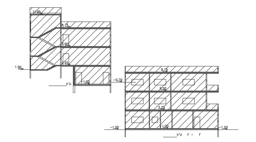 Sections Of 14x16 Meter Apartment Building DWG File