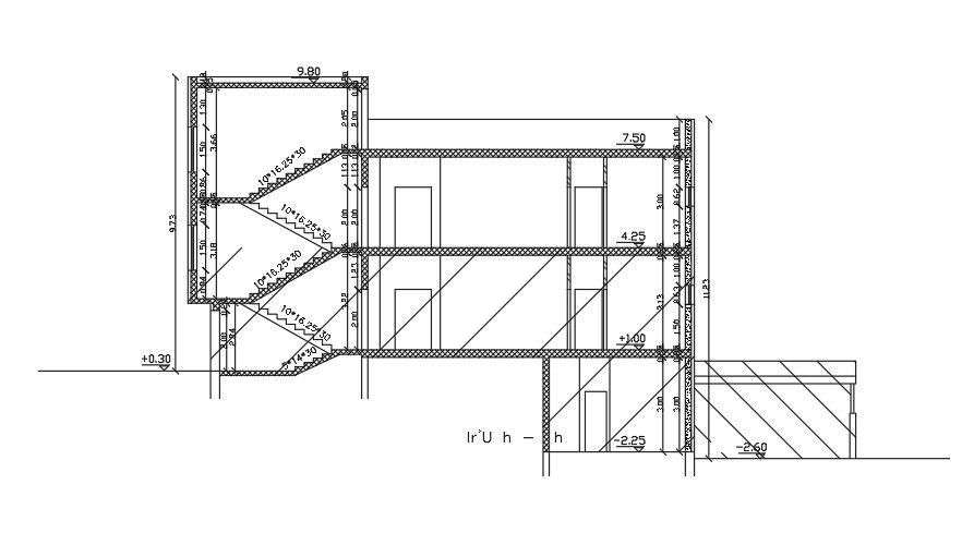 Sections Of 16x16 Meter House Building DWG File