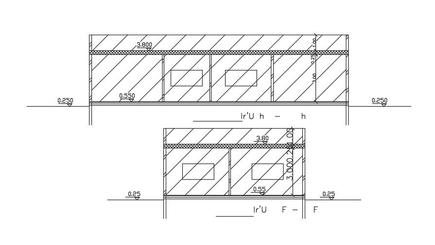 Sections Of 16x8 Meter House Building DWG File