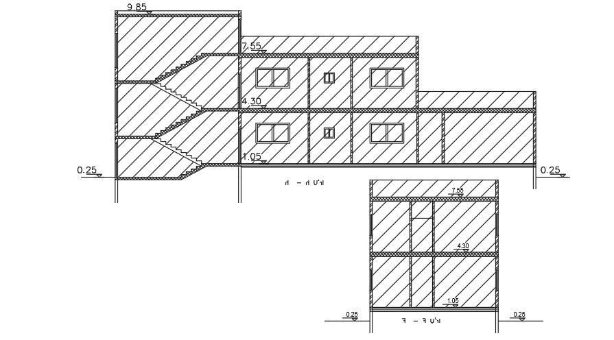 Sections Of 26x10 Meter House Building DWG File