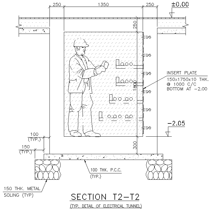 Section T2 Typical Electrical Tunnel Detail in AutoCAD File