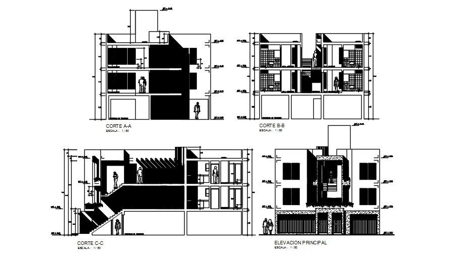 Section view of 11x20 residential building plan is given in this Autocad drawing file. Download the Autocad file now.