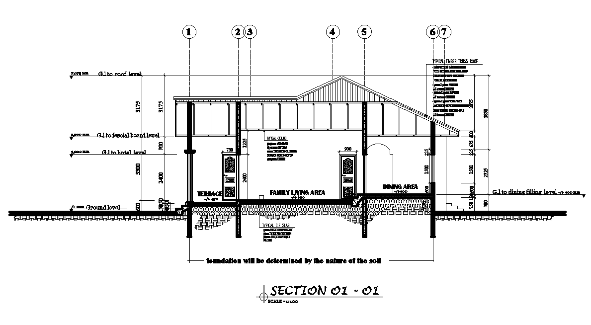 Section view of 17x14m residential plan is given in this Autocad drawing file. Download now.