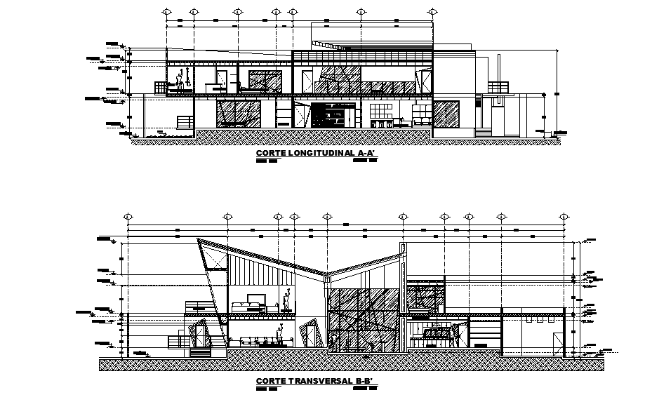 Section view of 40x35m residential house plan is given in this Autocad drawing file. Download now.
