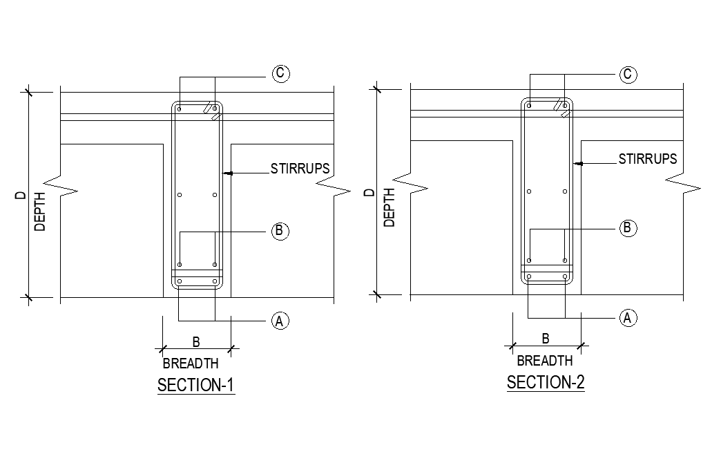 Section view of beam detail is given in this Autocad drawing file. Download now.