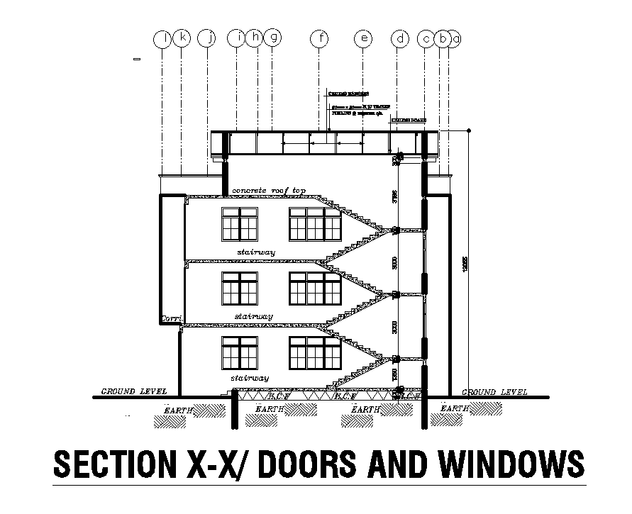 Section view of doors & windows are given for 23x14m apartment plan is given in this Autocad drawing file. Download now.