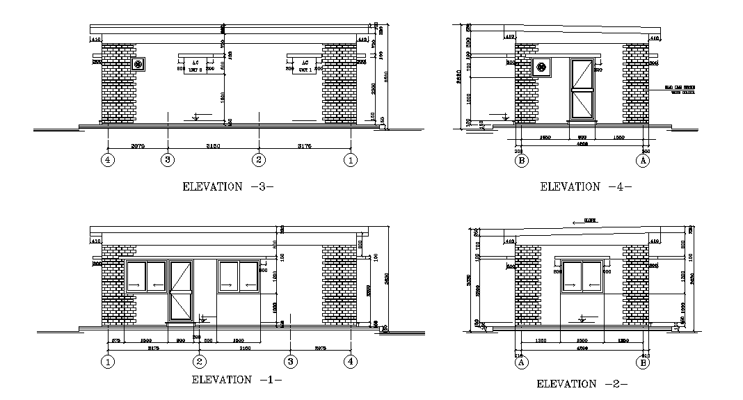 Section view of guard house plan is presented in this Autocad drawing file. Download now.