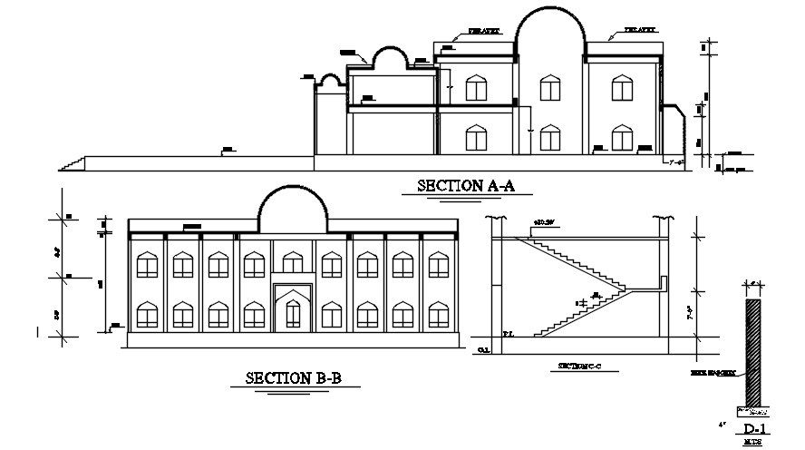 Find Section View of Mosque AutoCAD 2D DWG Drawing File