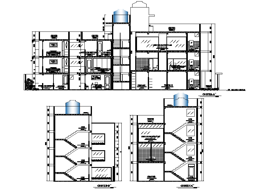 10x30 m House Section View | 2D AutoCAD Drawing File