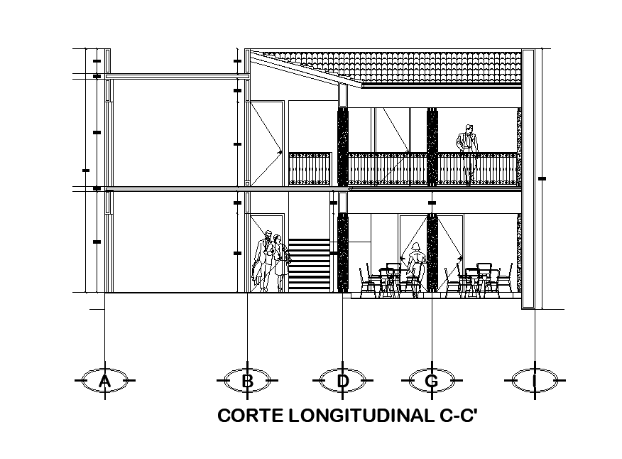 Section view of the 16x14m apartment first floor plan is given in this Autocad drawing file. Download now.