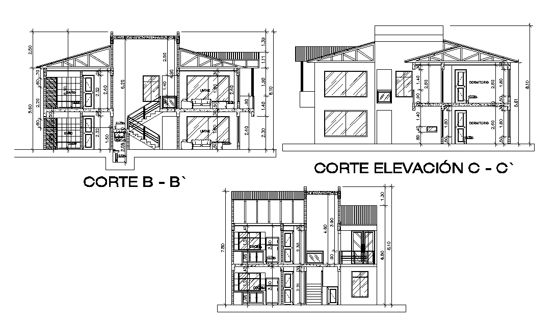 Section view of the G+1 house is given in this 2D Autocad DWG drawing file. Download the 2D Autocad DWG drawing file.