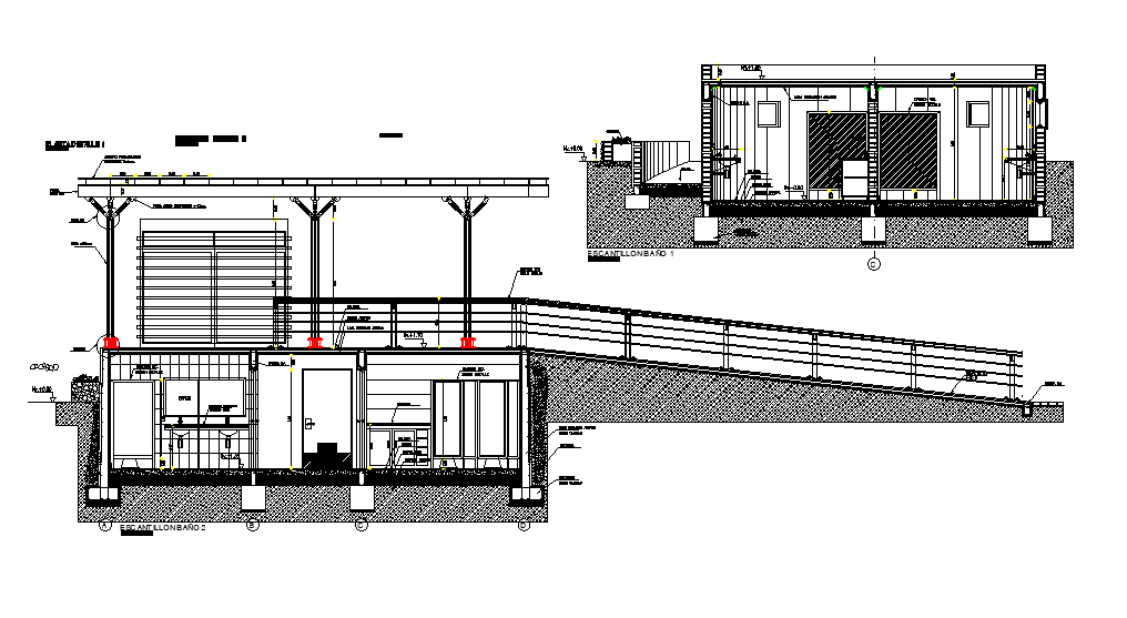 Section view of the banos is given in this Autocad drawing file. Download now.