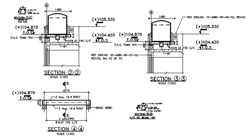 Section view of the beam (MBIK- petroleum tank) has given in this 2D Autocad DWG drawing file. Download the Autocad DWG drawing file.