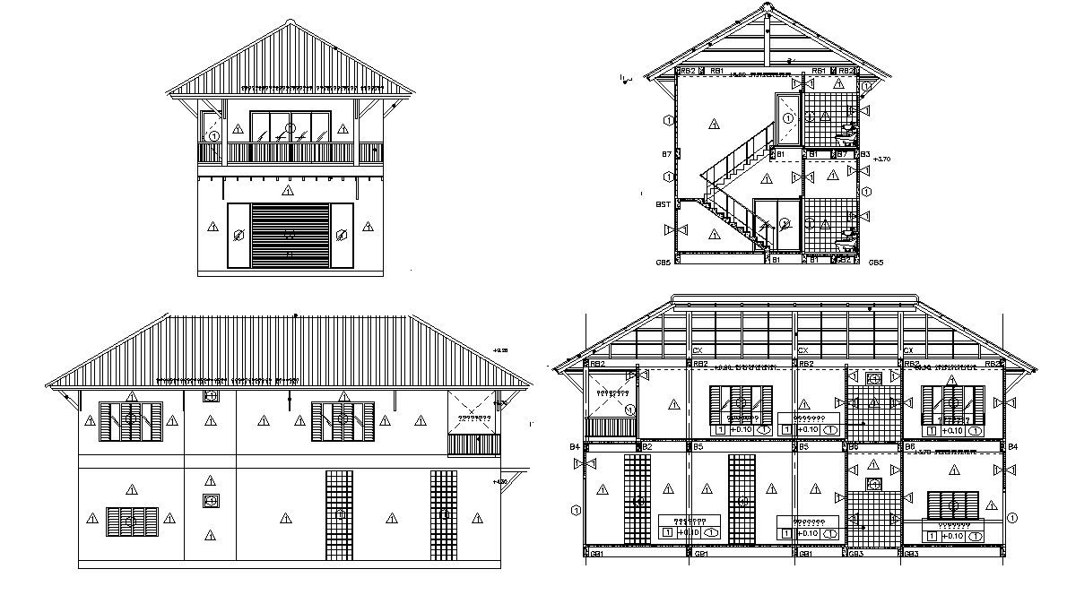 Section view of the house building is given in this Autocad drawing file. Download now.