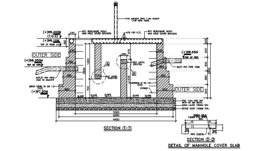 Septic Tank Section CAD Model with Detailed Design