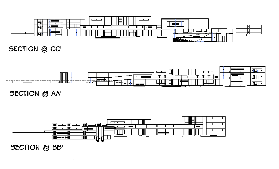 Section views of the multipurpose building details are given in this 2D Autocad DWG drawing file.