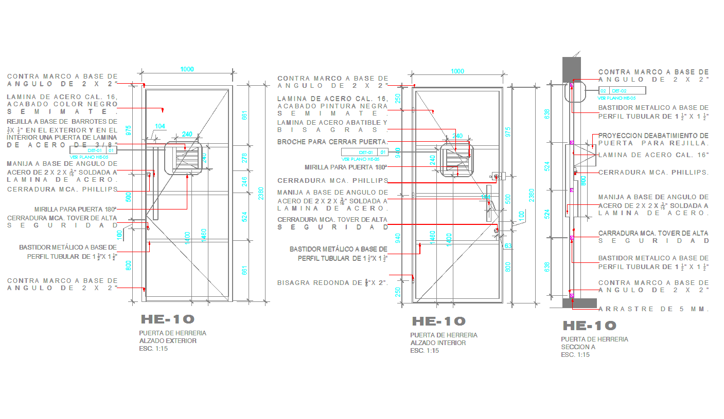 Security door detail in autocad dwg files