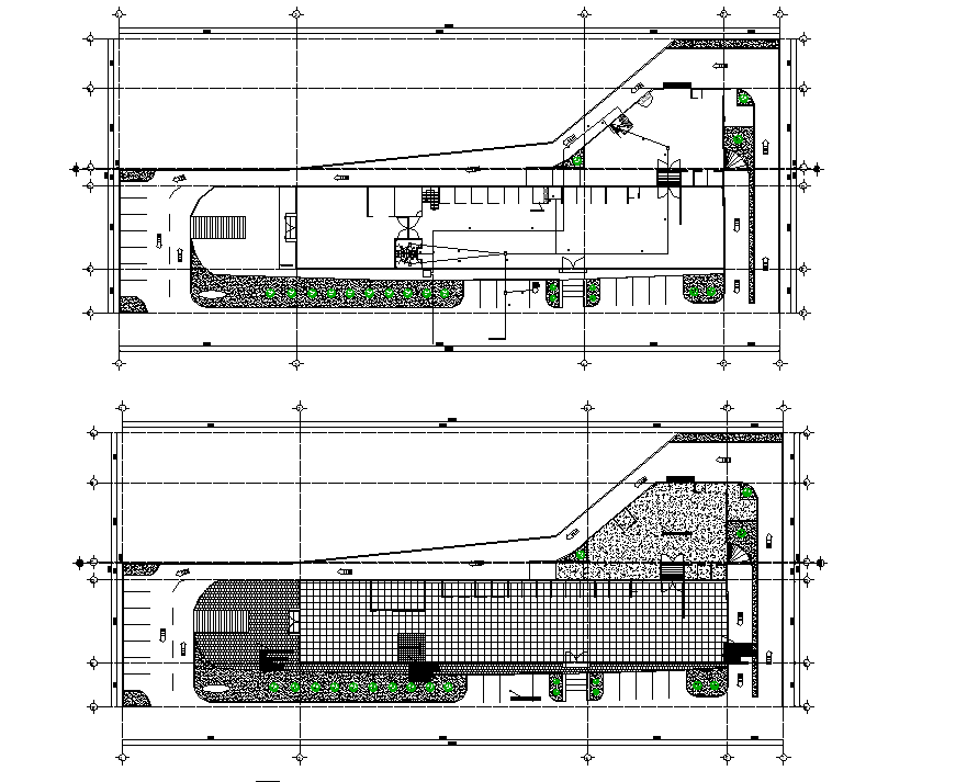 Self catering apartment landscape view with flooring area dwg file
