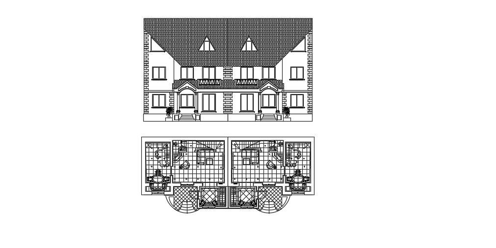 Semi-Detached House Plan In DWG File