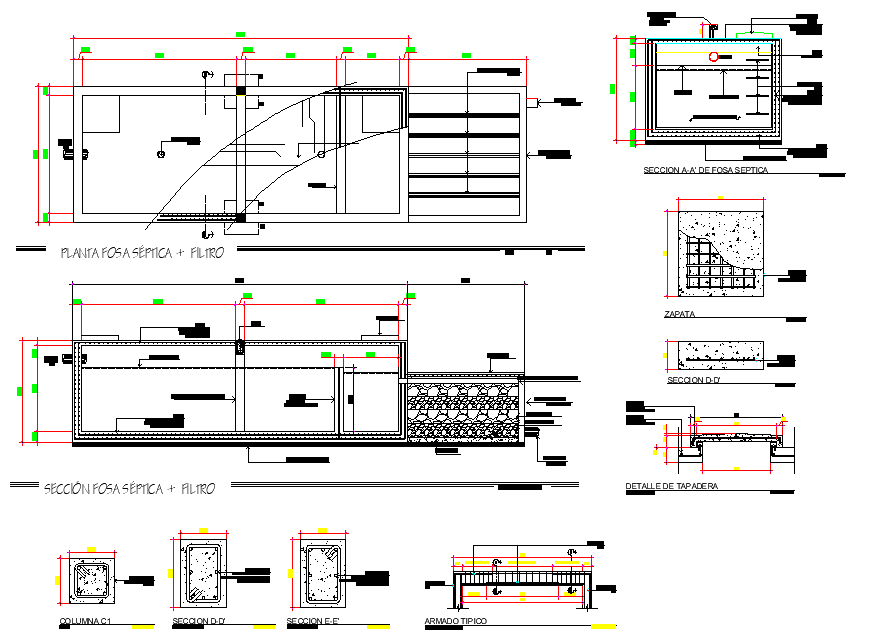 Septic tank and column plan layout file