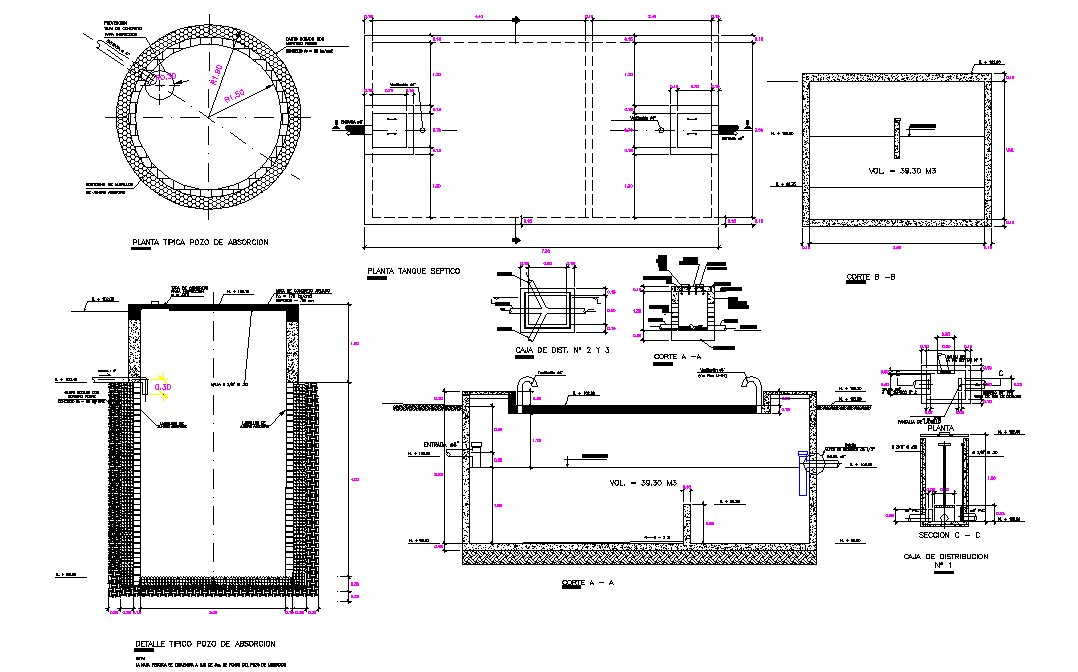 Septic tank and percolation well dwg file