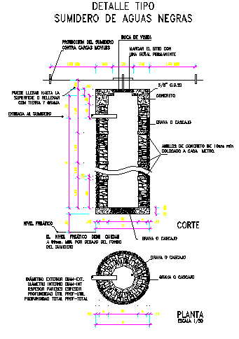 Septic tank black water shade constructive details dwg file