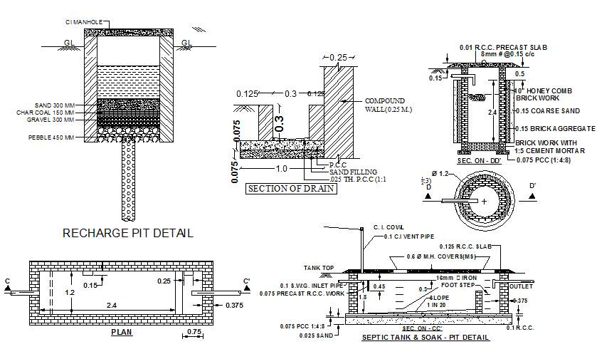 Septic tank detail dwg file