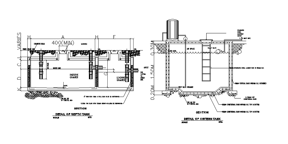 Septic And Cistern Tank CAD Drawing DWG File