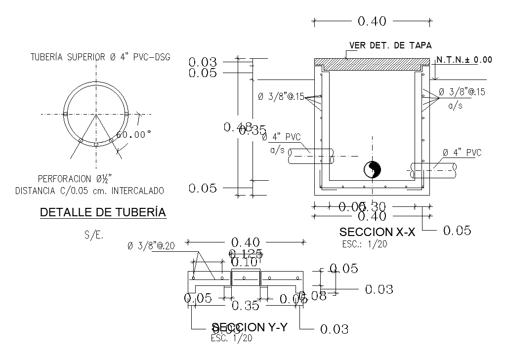 Septic Tank Section View Drawing Download Free DWG File