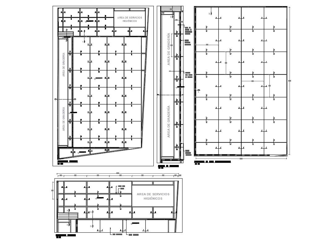 Service hygiene area distribution and framing plan details dwg file