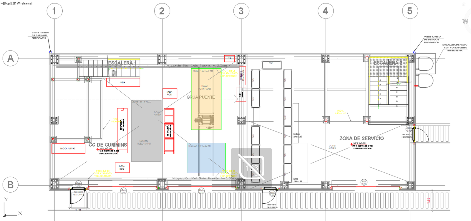 Service Zone Floor Plan with Crane Stair Detail in DWG File