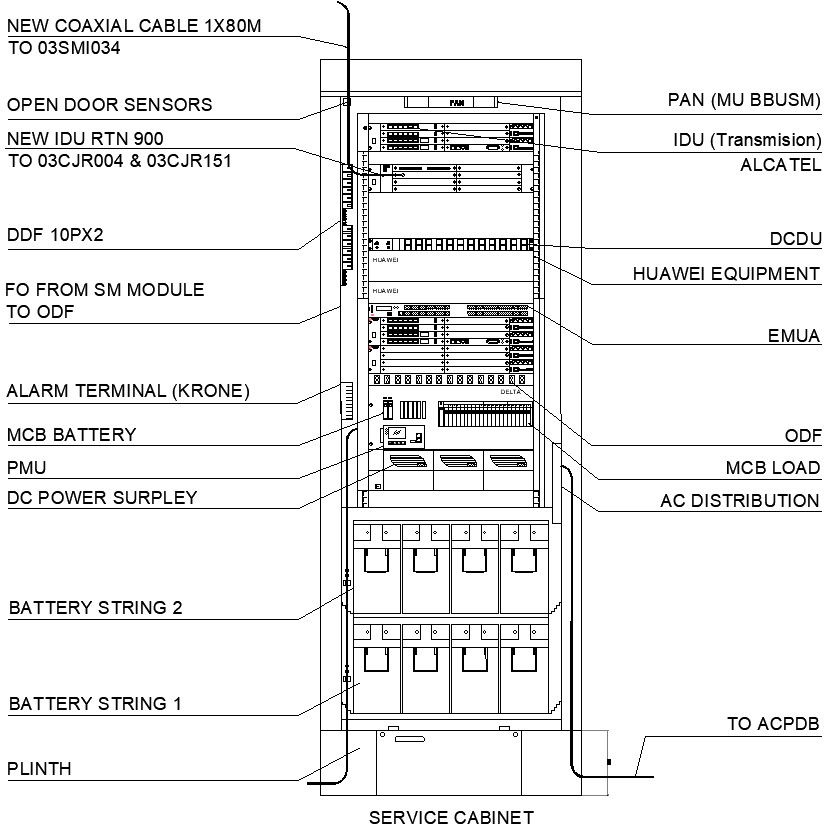 Service cabinet drawing with detail AutoCAD drawing