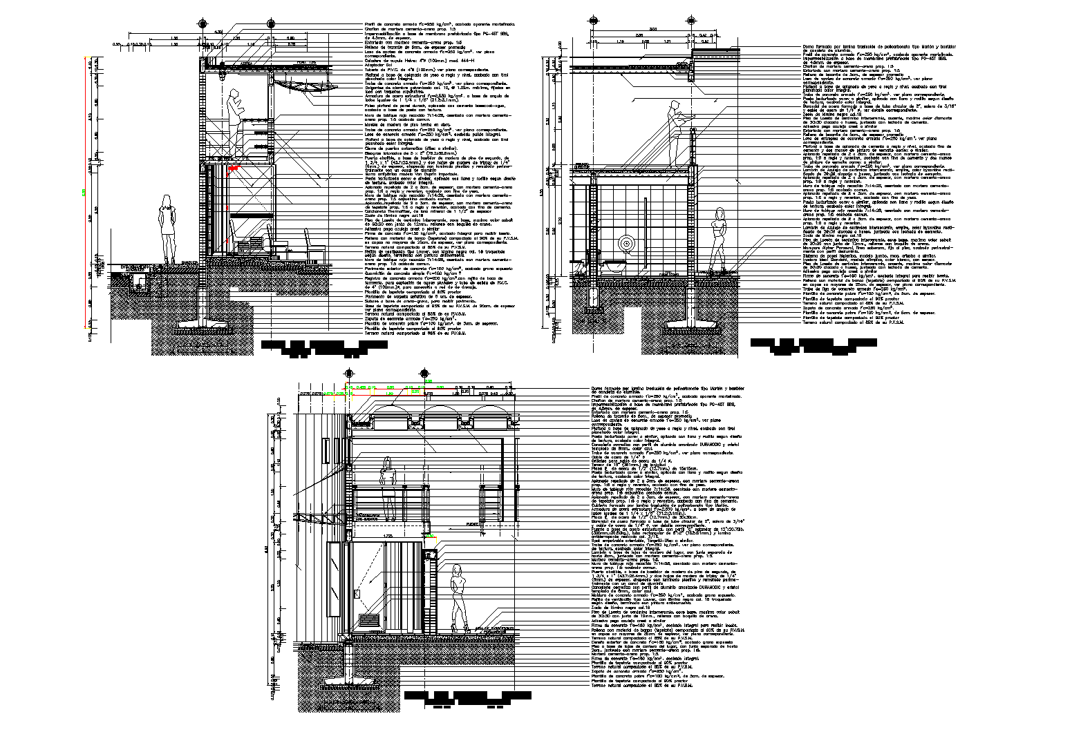 Several sections of poly-carbonate and aluminium case plan detail dwg file.