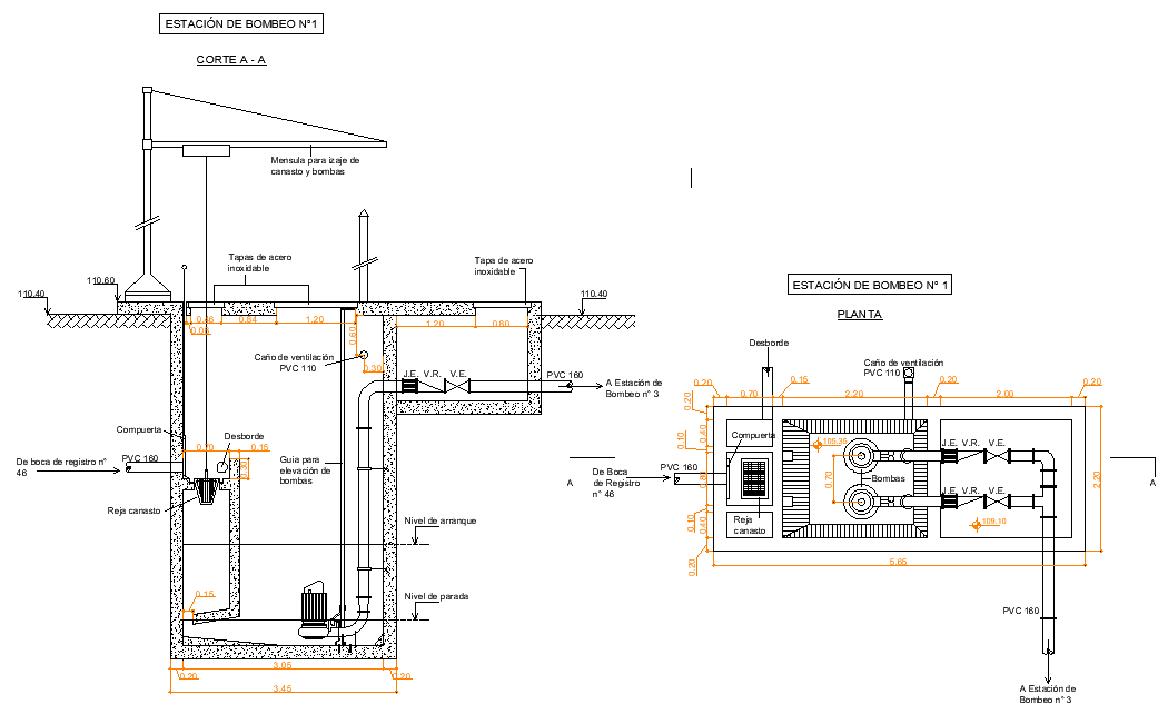 Sewage pumping station plan autoacd file