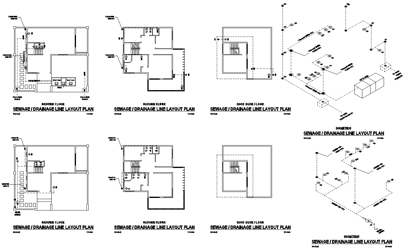 Sewage Drainage Line Layout Plan DWG AutoCAD file