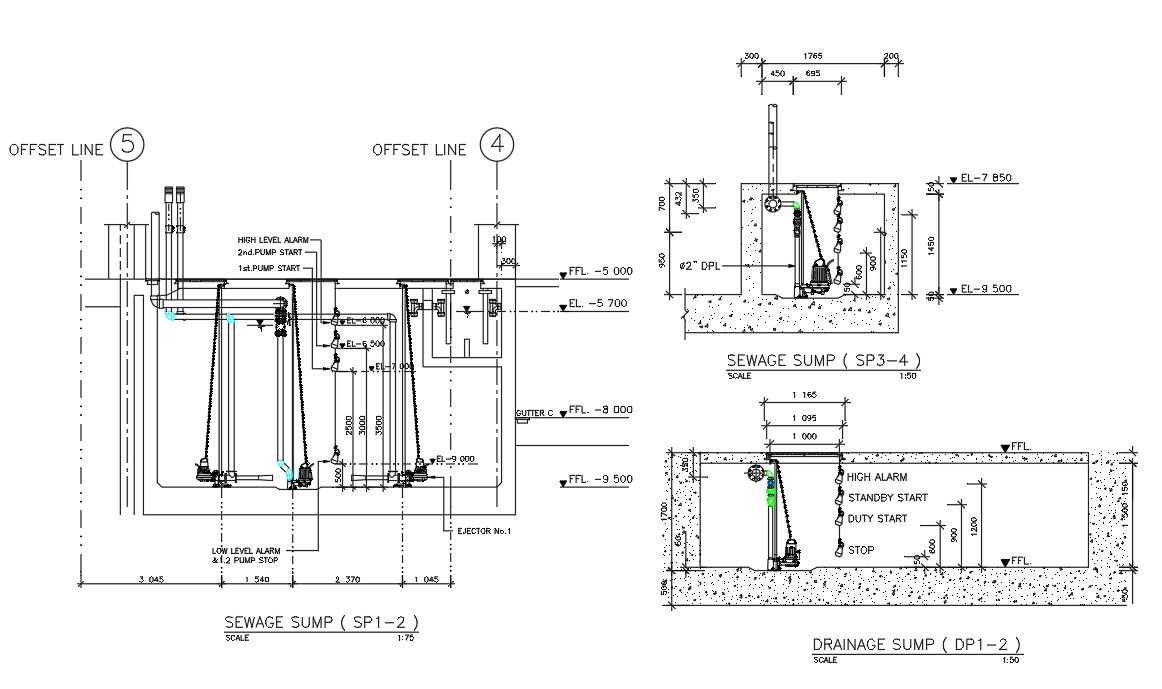 Sewage Sump Section Drawing Free Download DWG File