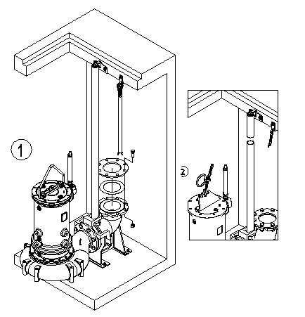 Sewer details of submersible pump of city dwg file