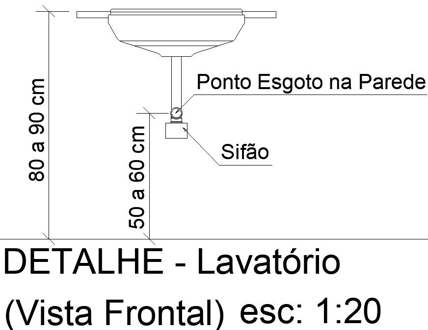 Sewer Point on the bathroom wall details in AutoCAD, dwg file.