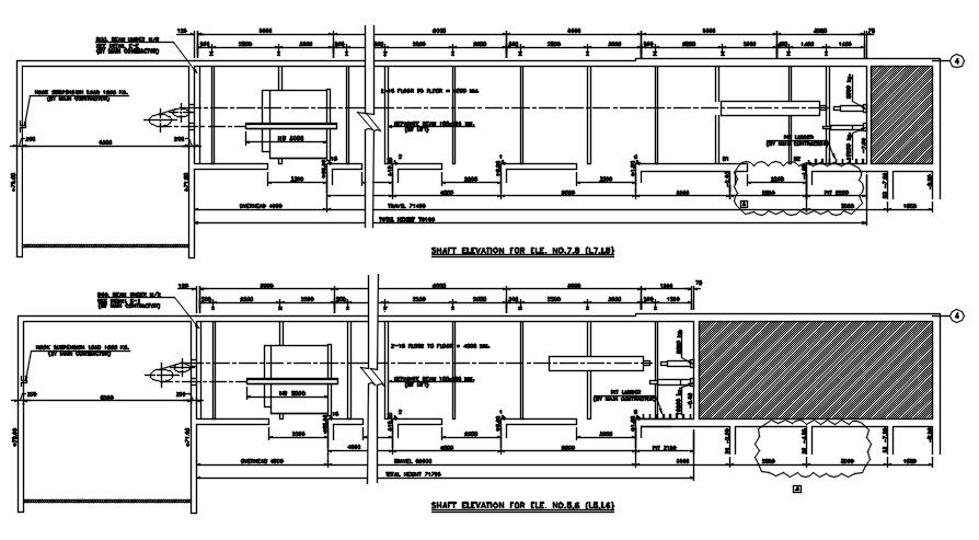 Shaft Elevation details are given in this AutoCAD 2D DWG drawing. Download the free AutoCAD 2D DWG file.