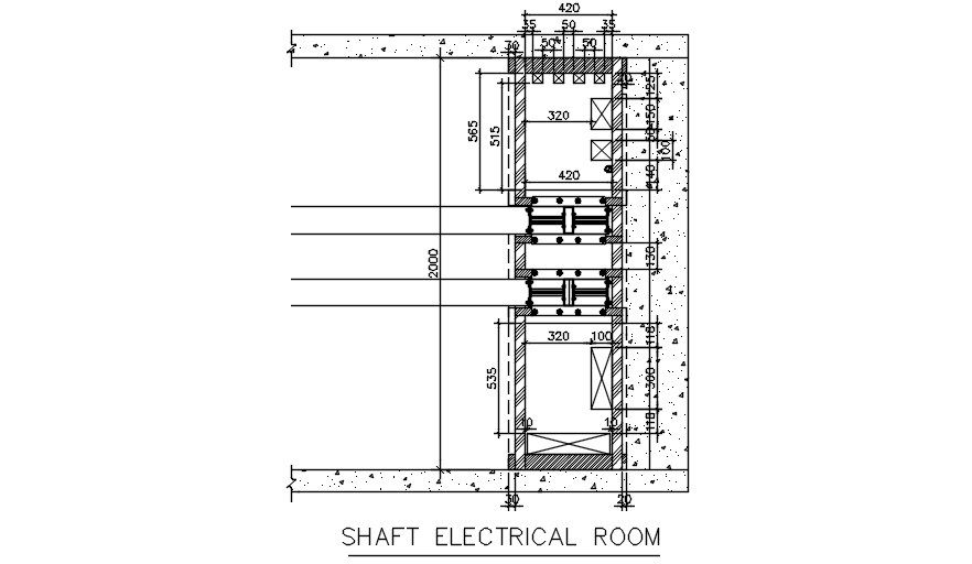 Shaft electrical room Section details are given in this 2D AutoCAD DWG drawing. Download now.