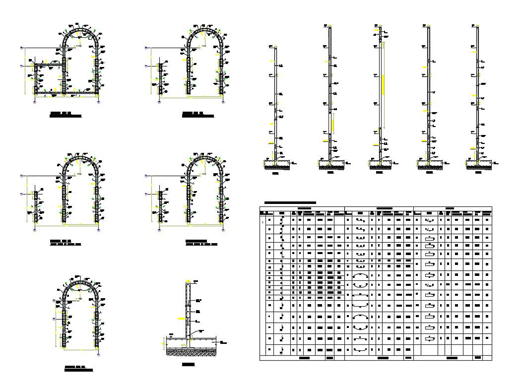Shear wall section and plan details with all floor framing plan of building dwg file