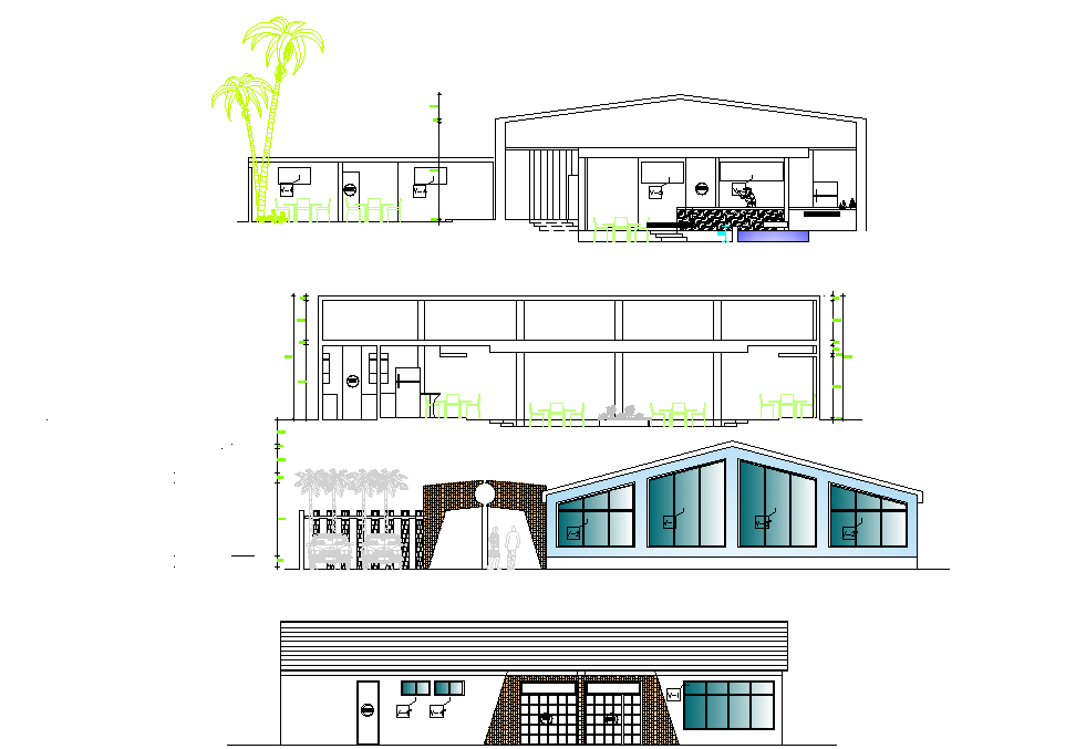 Shell fish sea food store elevation and section detail dwg file