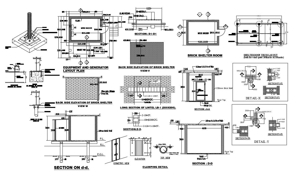 Shelter layout plan and elevation, shelter roof framing plan & details sections were given in this drawing file. Download the Autocad DWG drawing file.