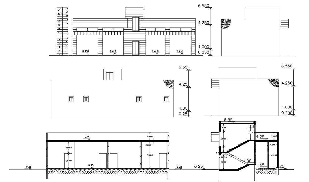 Shop Complex Building Sectional Elevation Design