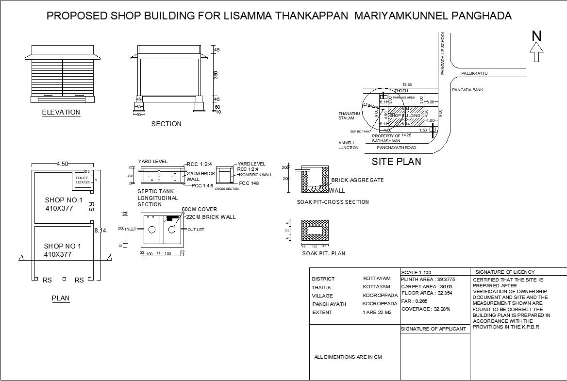 Shop detail plan and sections cad files