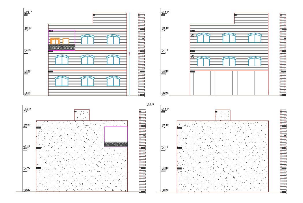 Shop Top Apartment House Building Elevation Design